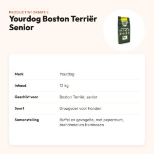 Yourdog hondenvoer Boston Terriër Senior 12 kg – buffel en gevogelte – productinformatie