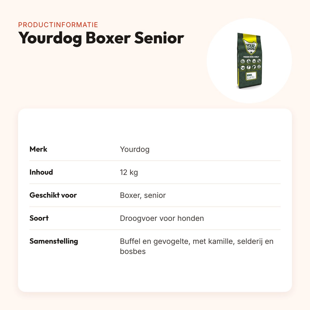 Yourdog hondenvoer Boxer Senior 12 kg – buffel en gevogelte – productinformatie