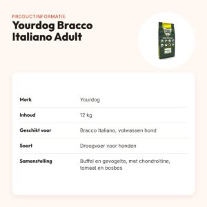 Yourdog hondenvoer Bracco Italiano Adult 12 kg – buffel en gevogelte – productinformatie