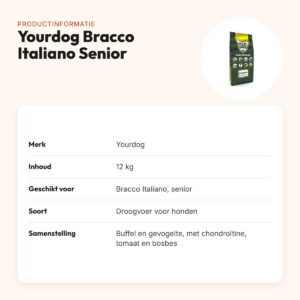 Yourdog hondenvoer Bracco Italiano Senior 12 kg – buffel en gevogelte – productinformatie