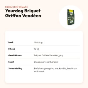 Yourdog hondenvoer Briquet Griffon Vendéen Pup 12 kg – buffel en gevogelte – productinformatie