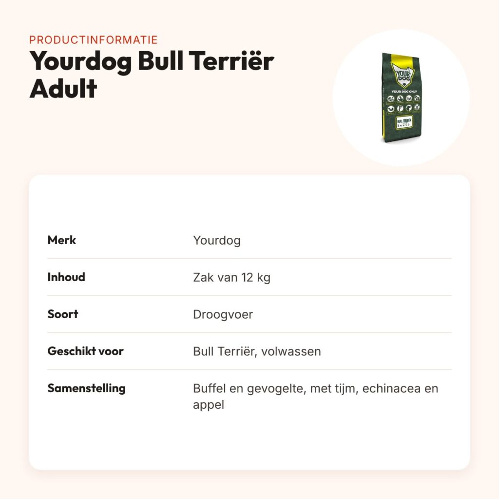 Yourdog hondenvoer Bull Terriër Adult 12 kg – buffel en gevogelte – productinformatie