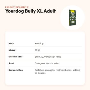 Yourdog hondenvoer Bully XL Adult 12 kg – buffel en gevogelte – productinformatie