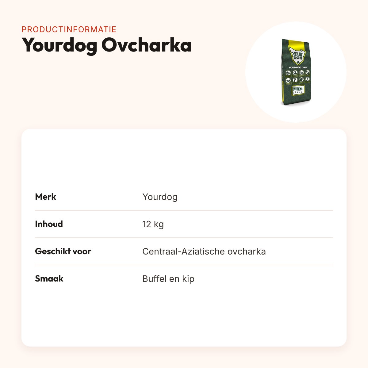 Yourdog hondenvoer Centraal-Aziatische Ovcharka 12 kg – buffel en kip – productinformatie