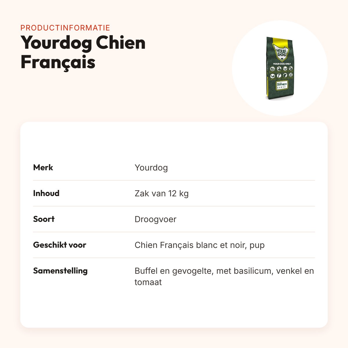 Yourdog hondenvoer Chien Français blanc et noir Pup 12 kg – productinformatie