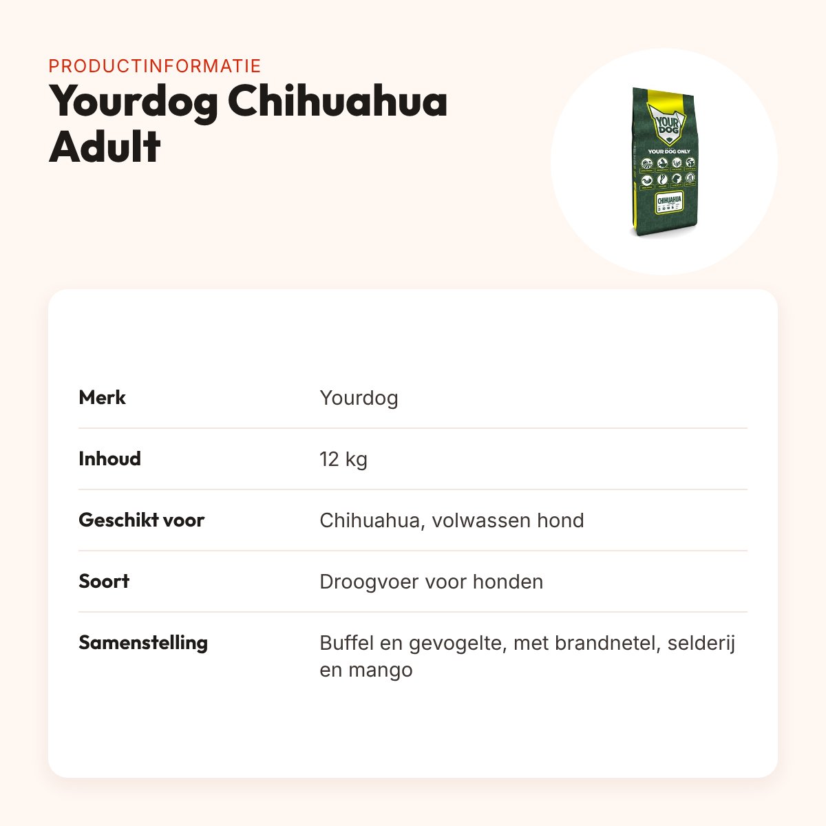 Yourdog hondenvoer Chihuahua Adult 12 kg – buffel en gevogelte – productinformatie