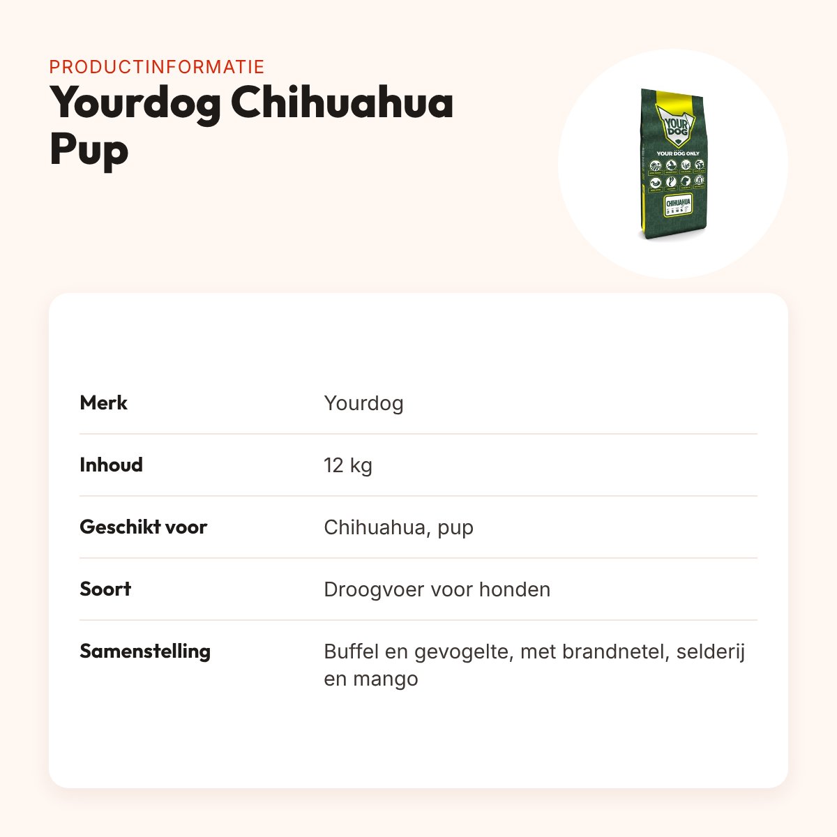 Yourdog hondenvoer Chihuahua Pup 12 kg – buffel en gevogelte – productinformatie