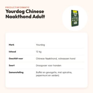 Yourdog hondenvoer Chinese Naakthond Adult 12 kg – buffel en gevogelte – productinformatie