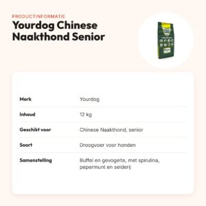 Yourdog hondenvoer Chinese Naakthond Senior 12 kg – buffel en gevogelte – productinformatie