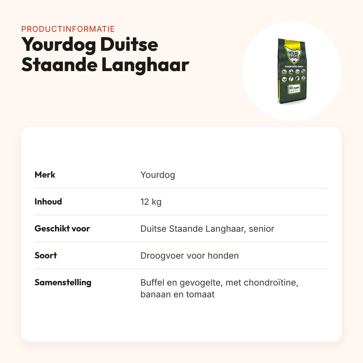 Yourdog hondenvoer Duitse Staande Langhaar Senior 12 kg – productinformatie