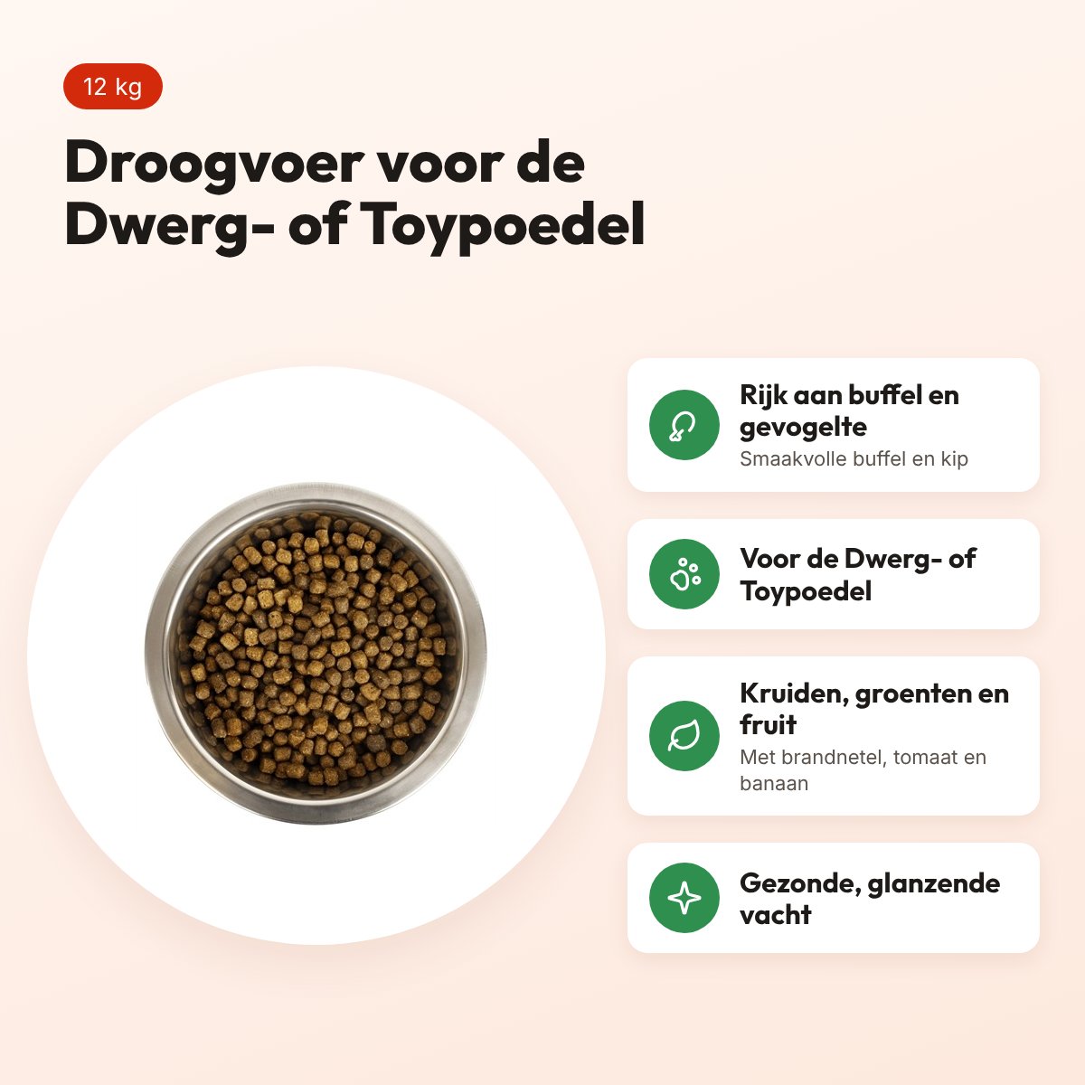 Yourdog hondenvoer Dwerg- of Toypoedel 12 kg – buffel en gevogelte – voordelen