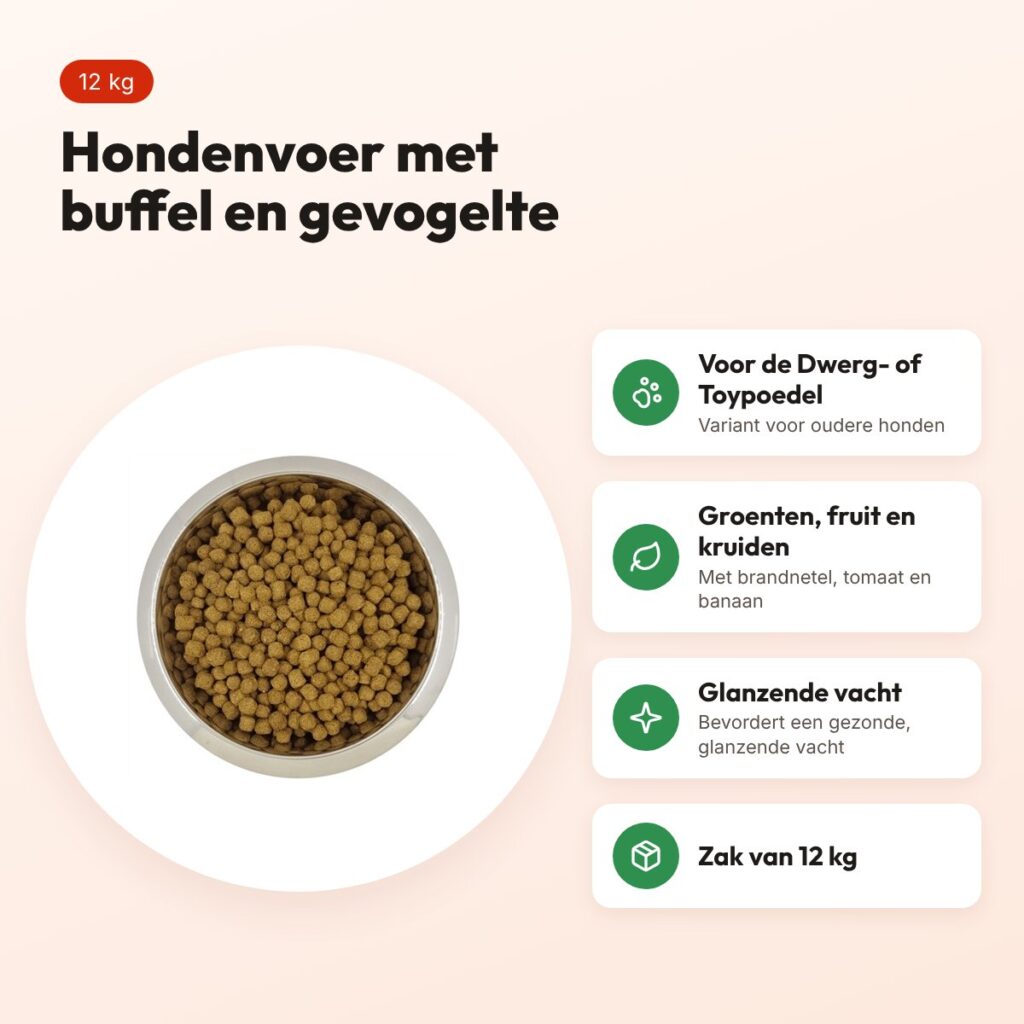 Yourdog hondenvoer Dwerg- of Toypoedel Senior 12 kg – buffel en gevogelte – voordelen