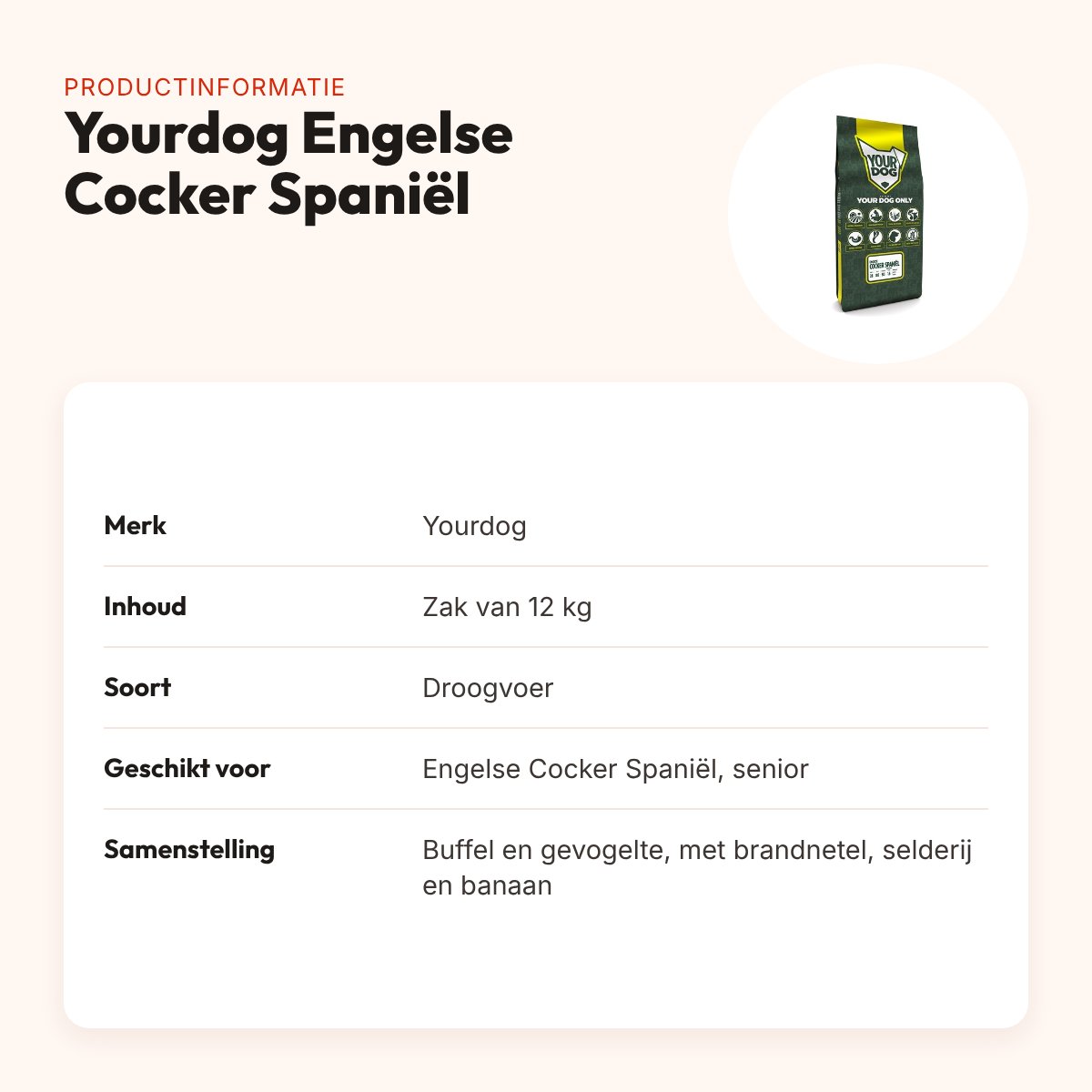 Yourdog hondenvoer Engelse Cocker Spaniël Senior 12 kg – productinformatie