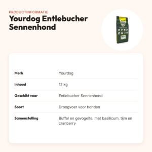Yourdog hondenvoer Entlebucher Sennenhond 12 kg – buffel en gevogelte – productinformatie