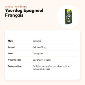 Yourdog hondenvoer Epagneul Français 12 kg – buffel en gevogelte – productinformatie