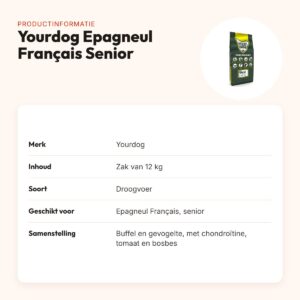 Yourdog hondenvoer Epagneul Français Senior 12 kg – buffel en gevogelte – productinformatie