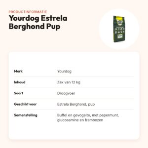 Yourdog hondenvoer Estrela Berghond Pup 12 kg – buffel en gevogelte – productinformatie