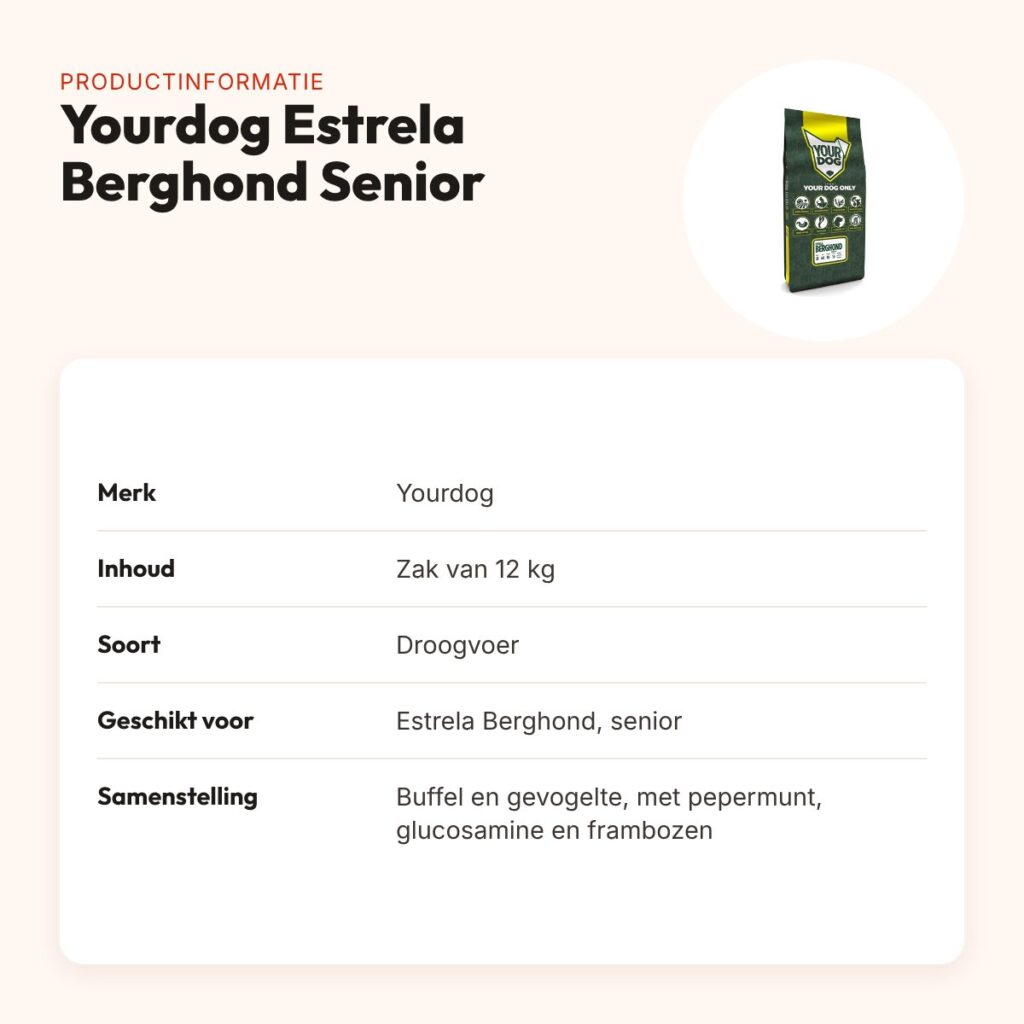 Yourdog hondenvoer Estrela Berghond Senior 12 kg – buffel en gevogelte – productinformatie