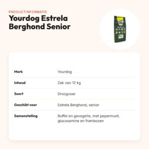 Yourdog hondenvoer Estrela Berghond Senior 12 kg – buffel en gevogelte – productinformatie