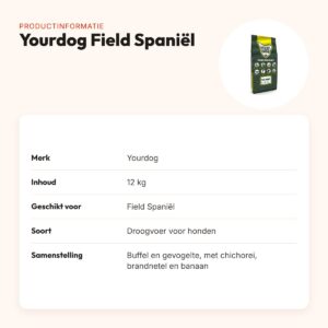 Yourdog hondenvoer Field Spaniël 12 kg – buffel en gevogelte – productinformatie