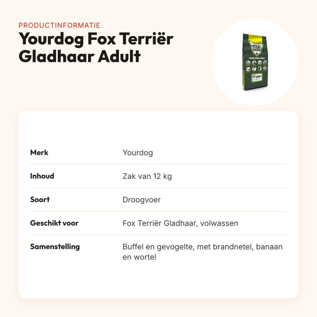 Yourdog hondenvoer Fox Terriër Gladhaar Adult 12 kg – buffel en gevogelte – productinformatie