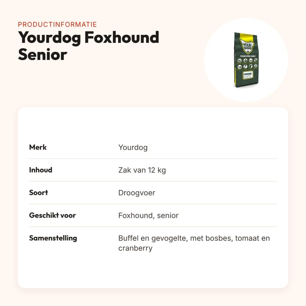 Yourdog hondenvoer Foxhound Senior 12 kg – buffel en gevogelte – productinformatie