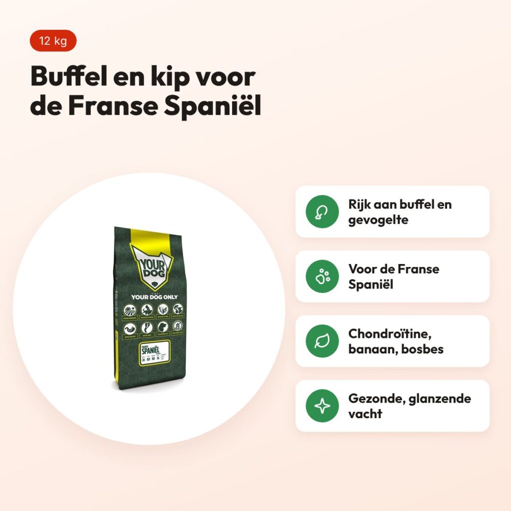 Yourdog hondenvoer Franse Spaniël Senior 12 kg – buffel en kip – voordelen