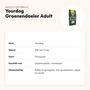 Yourdog hondenvoer Groenendaeler Adult 12 kg – buffel en gevogelte – productinformatie