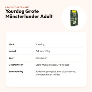 Yourdog hondenvoer Grote Münsterlander Adult 12 kg – buffel en gevogelte – productinformatie