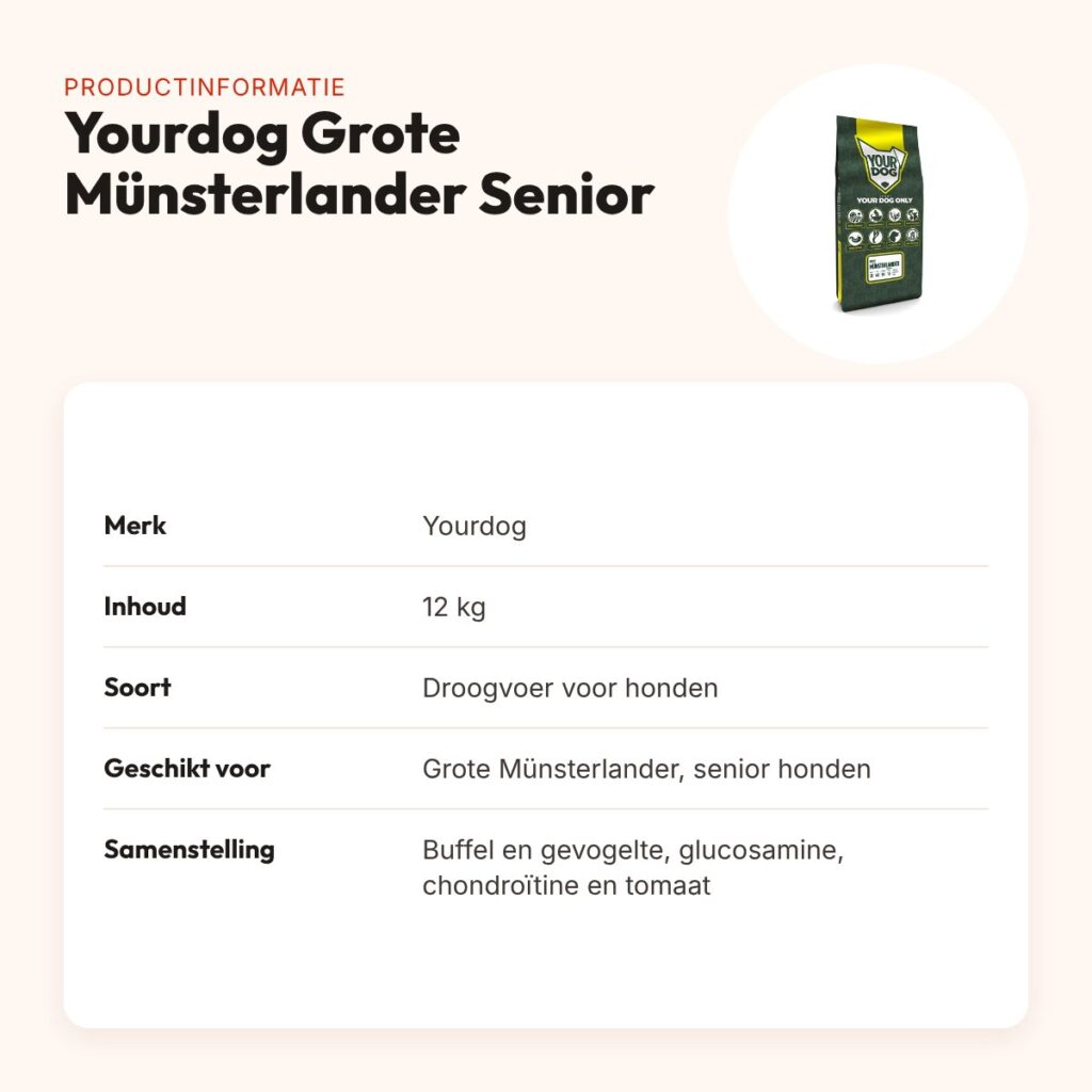 Yourdog hondenvoer Grote Münsterlander Senior 12 kg – buffel en gevogelte – productinformatie