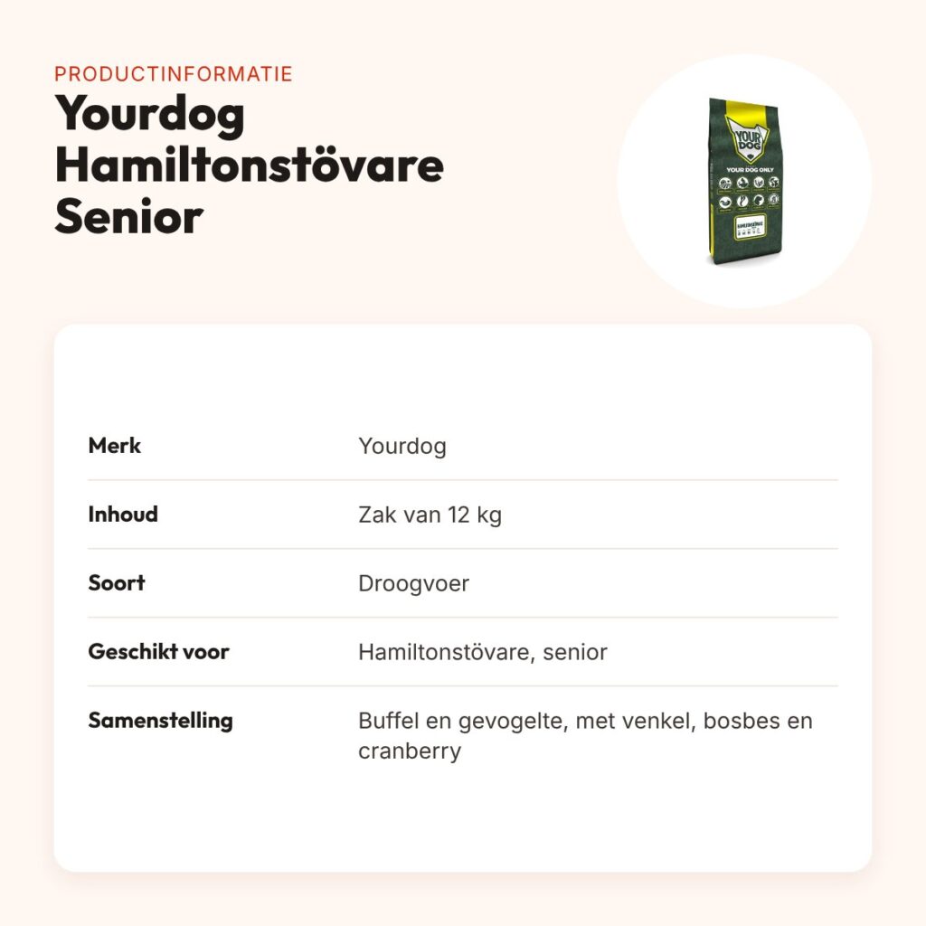 Yourdog hondenvoer Hamiltonstövare Senior 12 kg – buffel en gevogelte – productinformatie