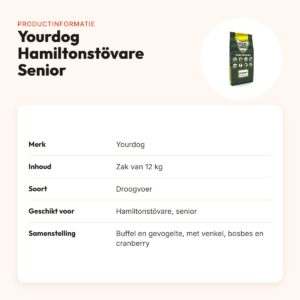 Yourdog hondenvoer Hamiltonstövare Senior 12 kg – buffel en gevogelte – productinformatie