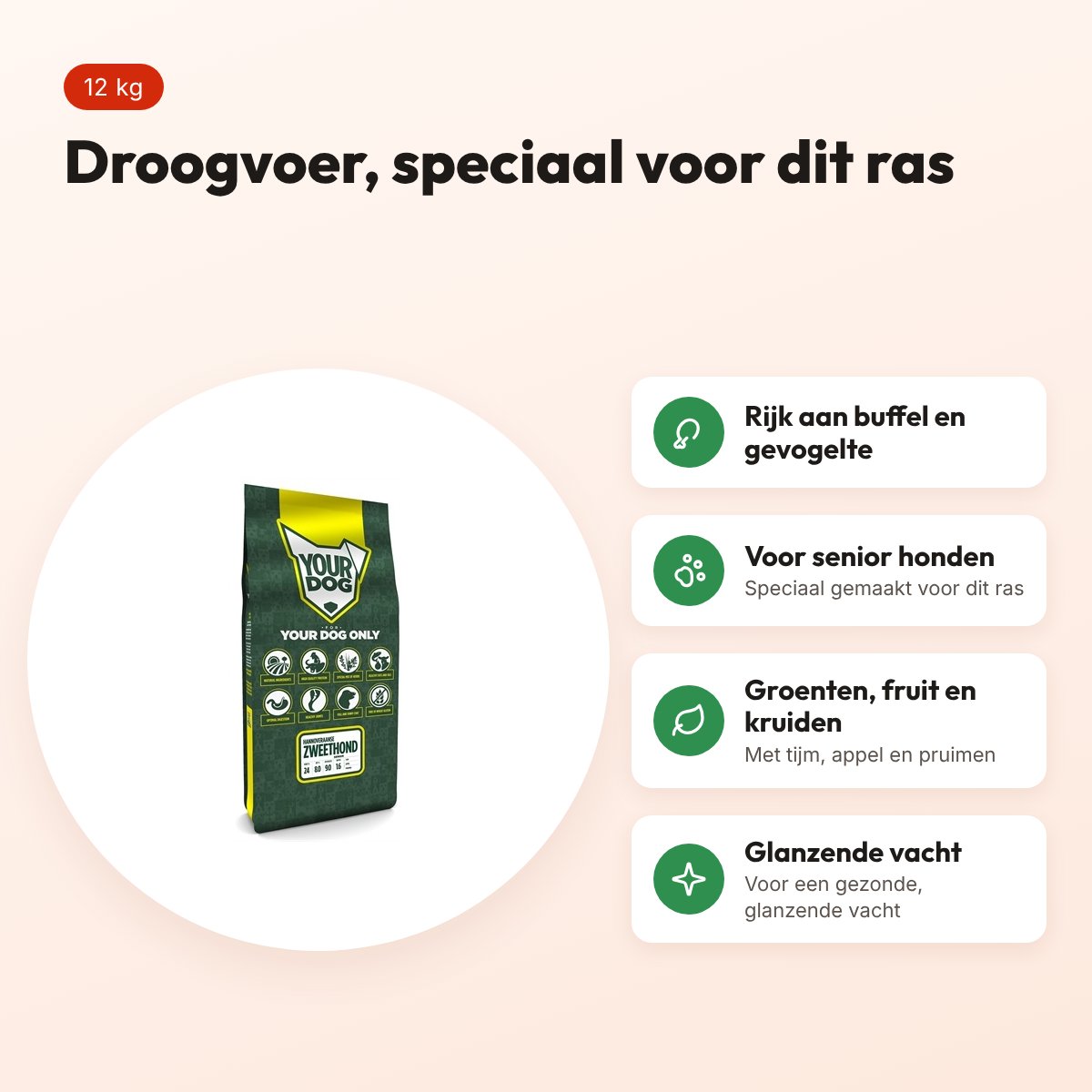 Yourdog hondenvoer Hannoveraanse Zweethond Senior 12 kg – voordelen
