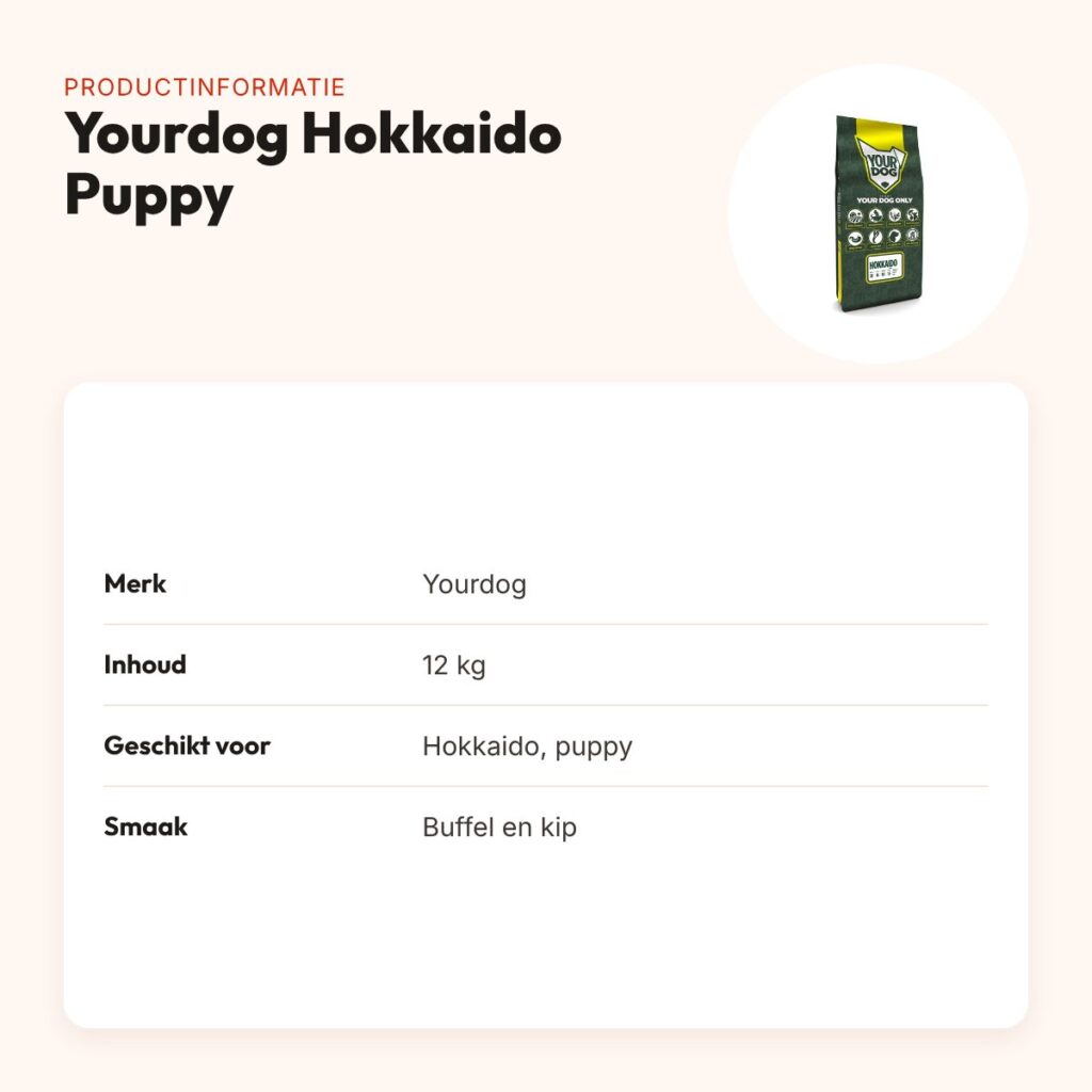 Yourdog hondenvoer Hokkaido Puppy 12 kg – buffel en kip – productinformatie