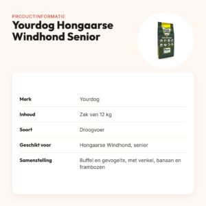 Yourdog hondenvoer Hongaarse Windhond Senior 12 kg – buffel en gevogelte – productinformatie