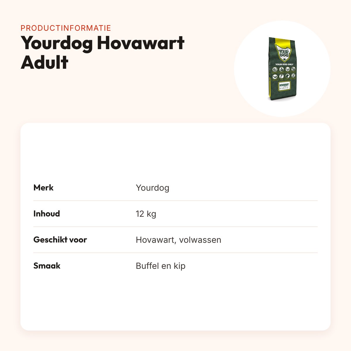 Yourdog hondenvoer Hovawart Adult 12 kg – buffel en kip – productinformatie