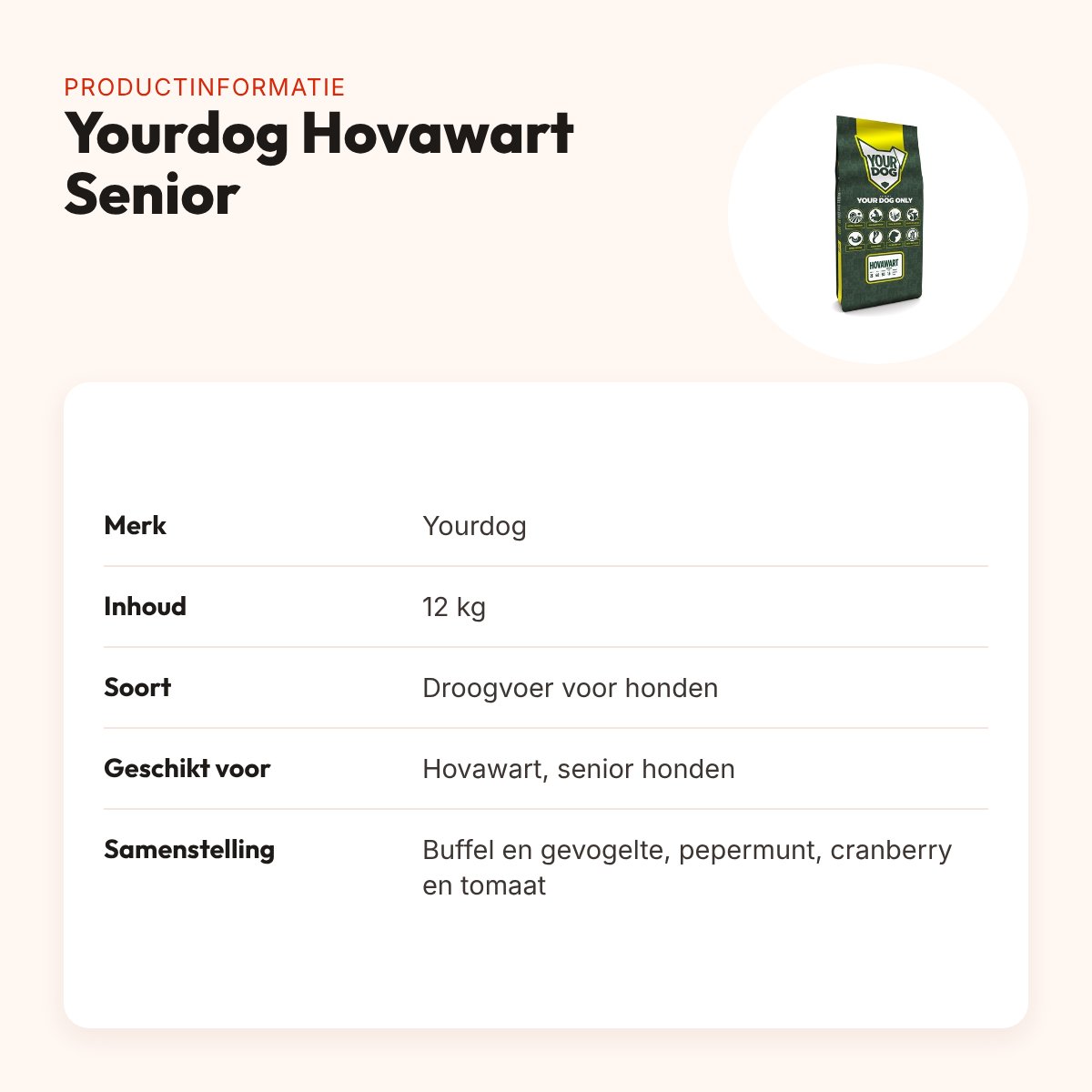 Yourdog hondenvoer Hovawart Senior 12 kg – buffel en gevogelte – productinformatie