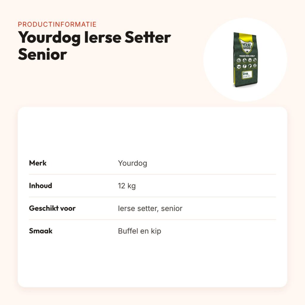 Yourdog hondenvoer Ierse Setter Senior 12 kg – buffel en kip – productinformatie