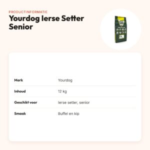 Yourdog hondenvoer Ierse Setter Senior 12 kg – buffel en kip – productinformatie