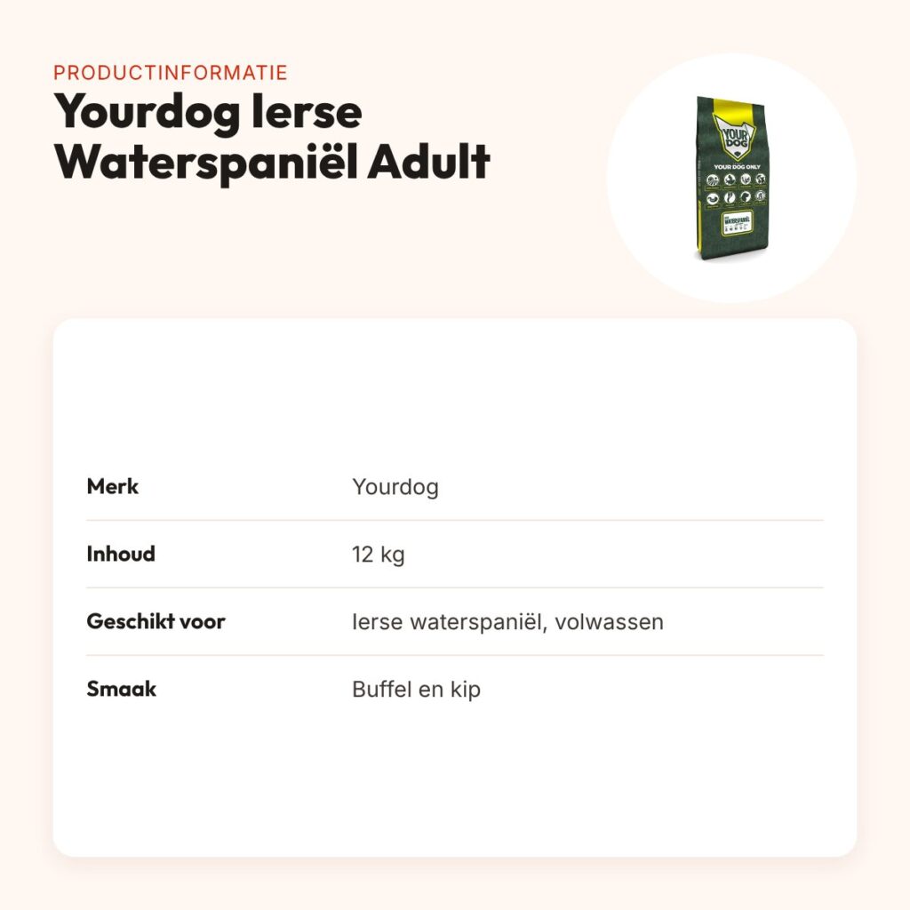 Yourdog hondenvoer Ierse Waterspaniël Adult 12 kg – buffel en kip – productinformatie