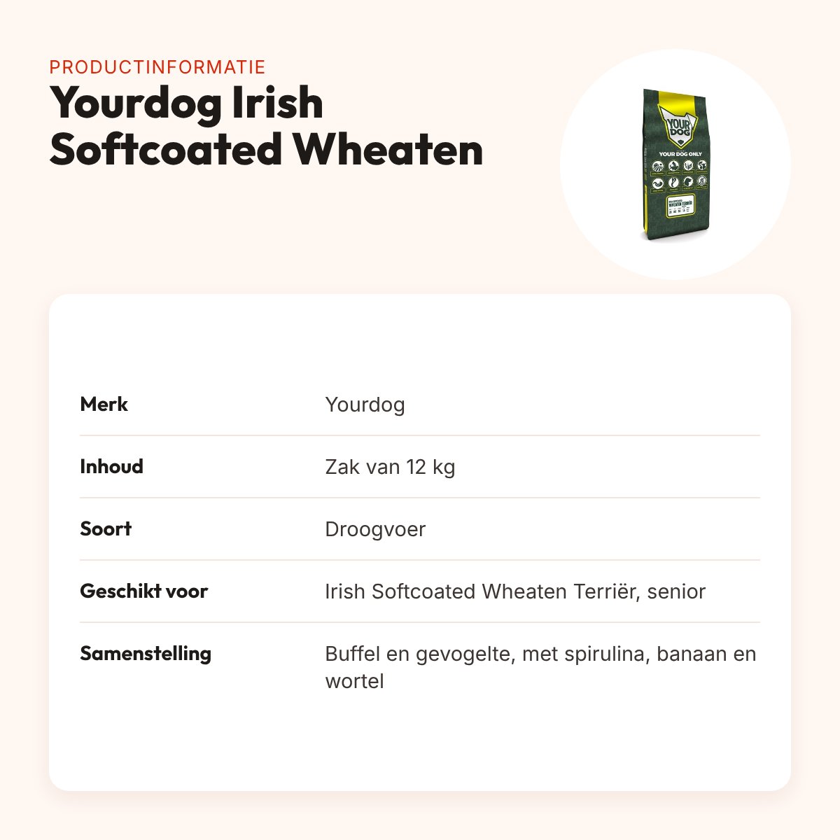 Yourdog hondenvoer Irish Softcoated Wheaten Terriër Senior 12 kg – productinformatie