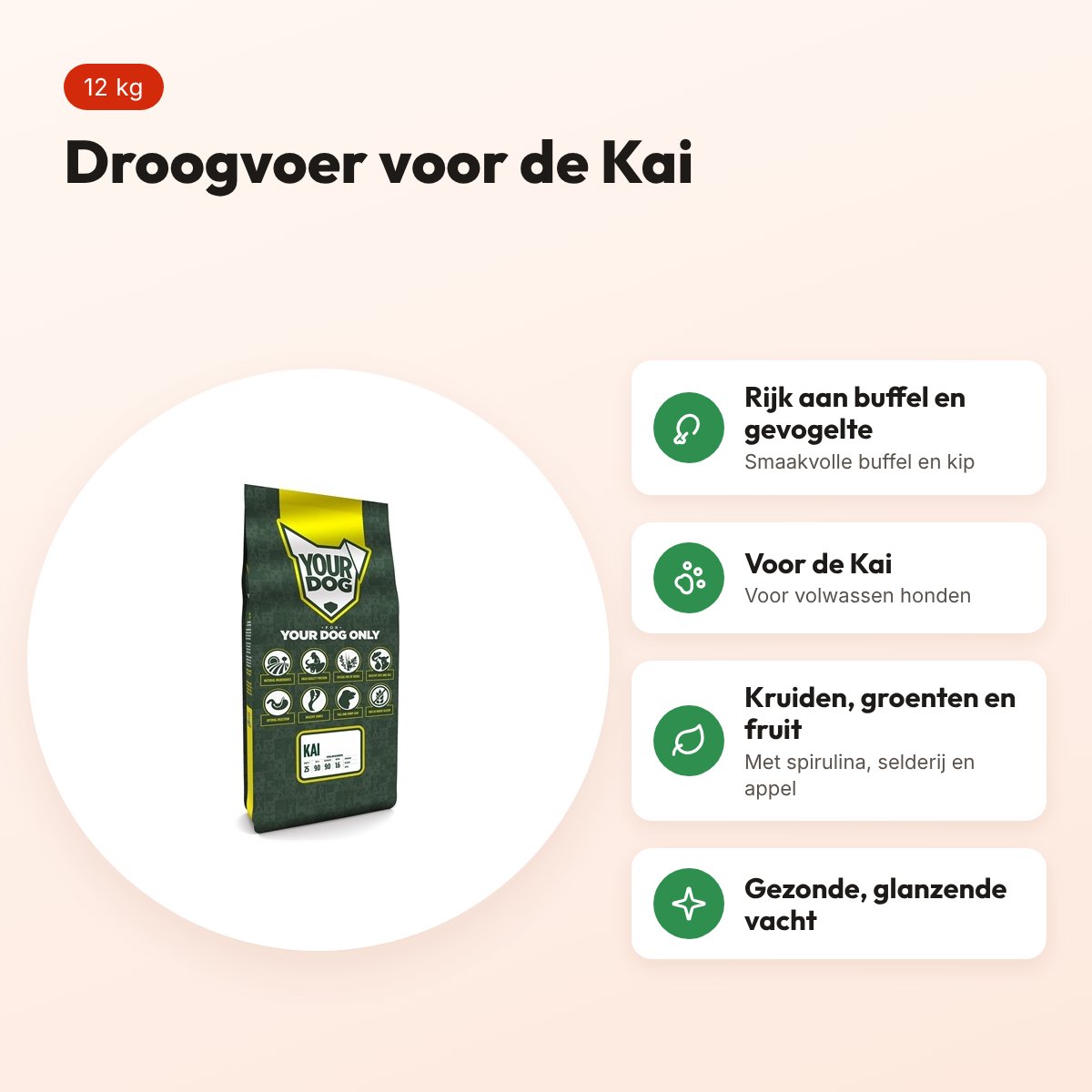 Yourdog hondenvoer Kai Adult 12 kg – buffel en gevogelte – voordelen