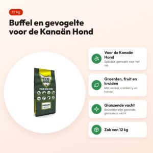 Yourdog hondenvoer Kanaän Hond 12 kg – buffel en gevogelte – voordelen