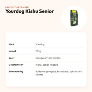 Yourdog hondenvoer Kishu Senior 12 kg – buffel en gevogelte – productinformatie