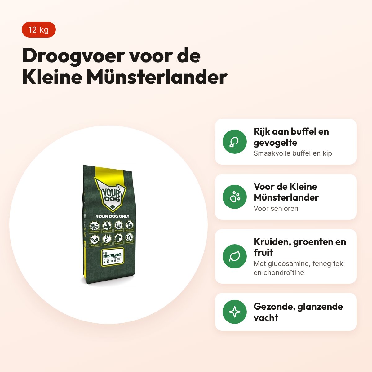 Yourdog hondenvoer Kleine Münsterlander Senior 12 kg – buffel en gevogelte – voordelen