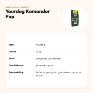 Yourdog hondenvoer Komondor Pup 12 kg – buffel en gevogelte – productinformatie
