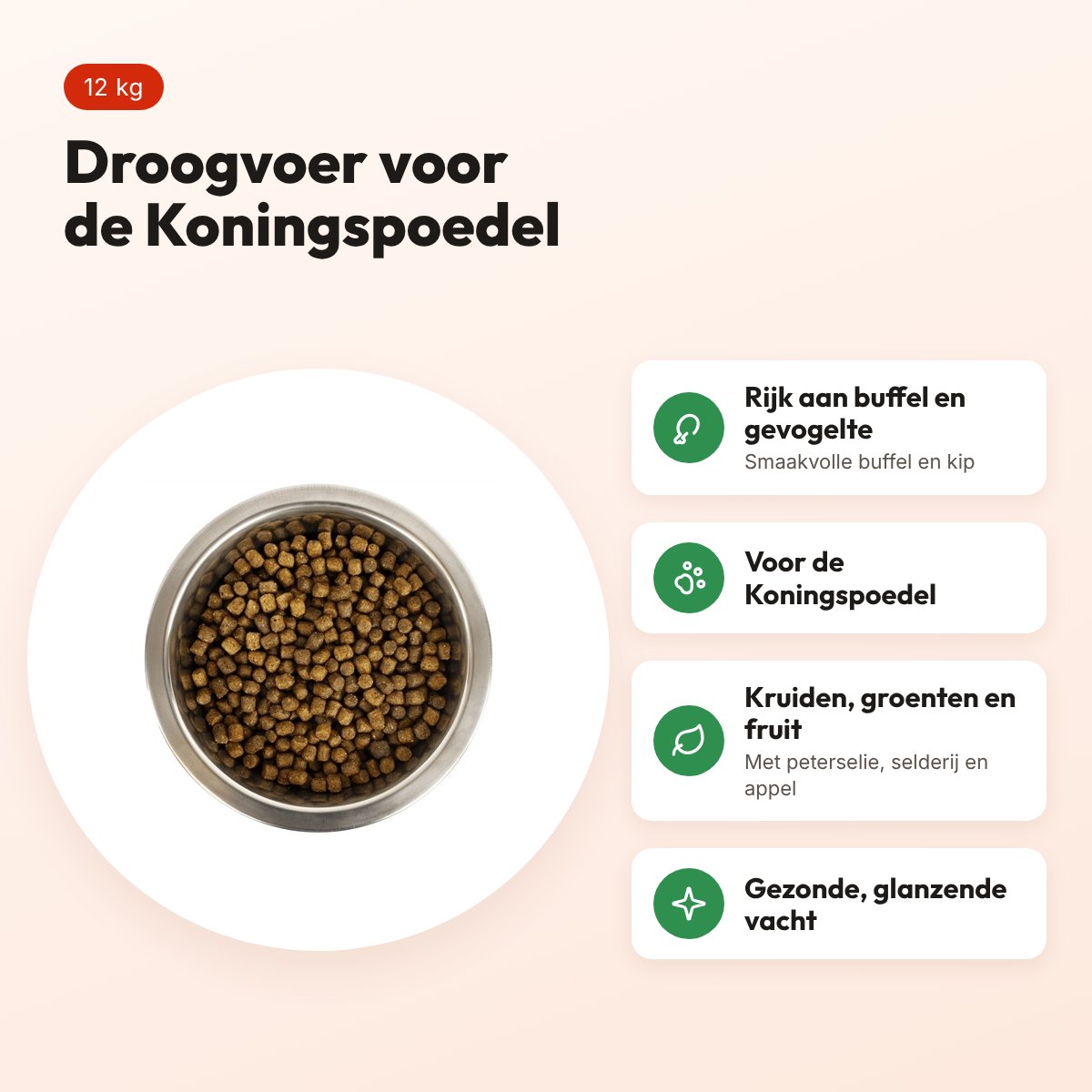 Yourdog hondenvoer Koningspoedel 12 kg – buffel en gevogelte – voordelen