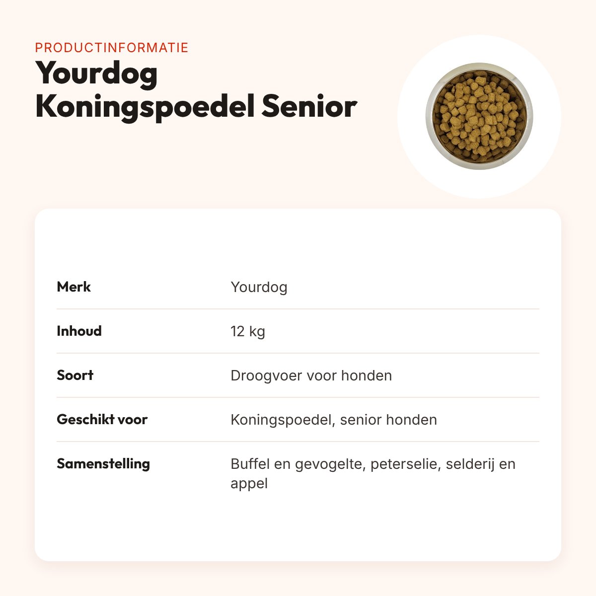 Yourdog hondenvoer Koningspoedel Senior 12 kg – buffel en gevogelte – productinformatie