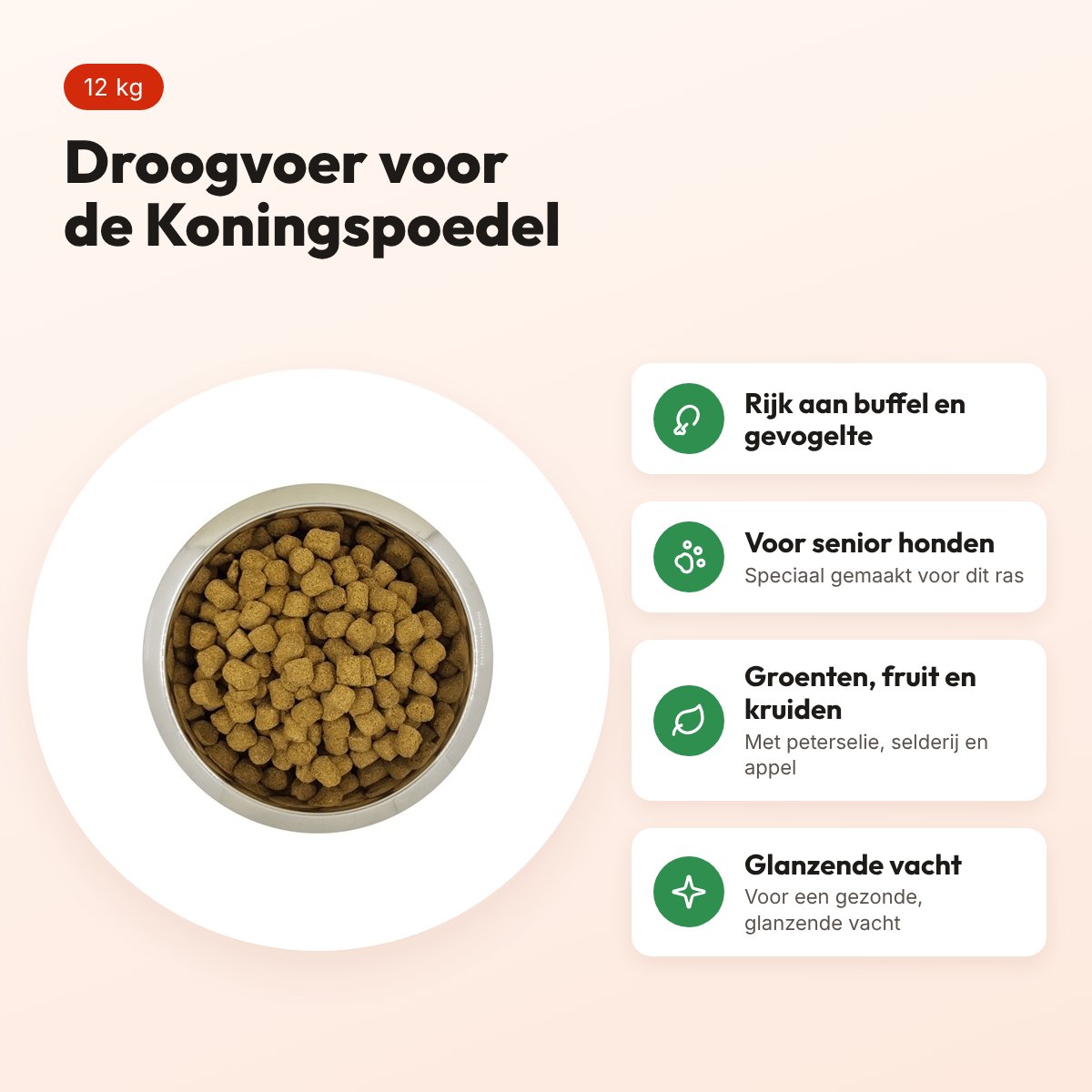 Yourdog hondenvoer Koningspoedel Senior 12 kg – buffel en gevogelte – voordelen