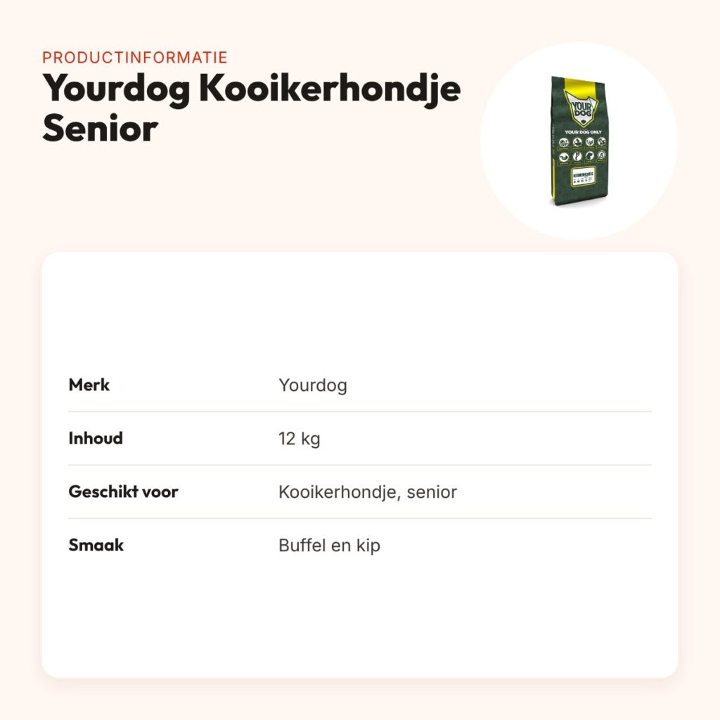 Yourdog hondenvoer Kooikerhondje Senior 12 kg – buffel en kip – productinformatie